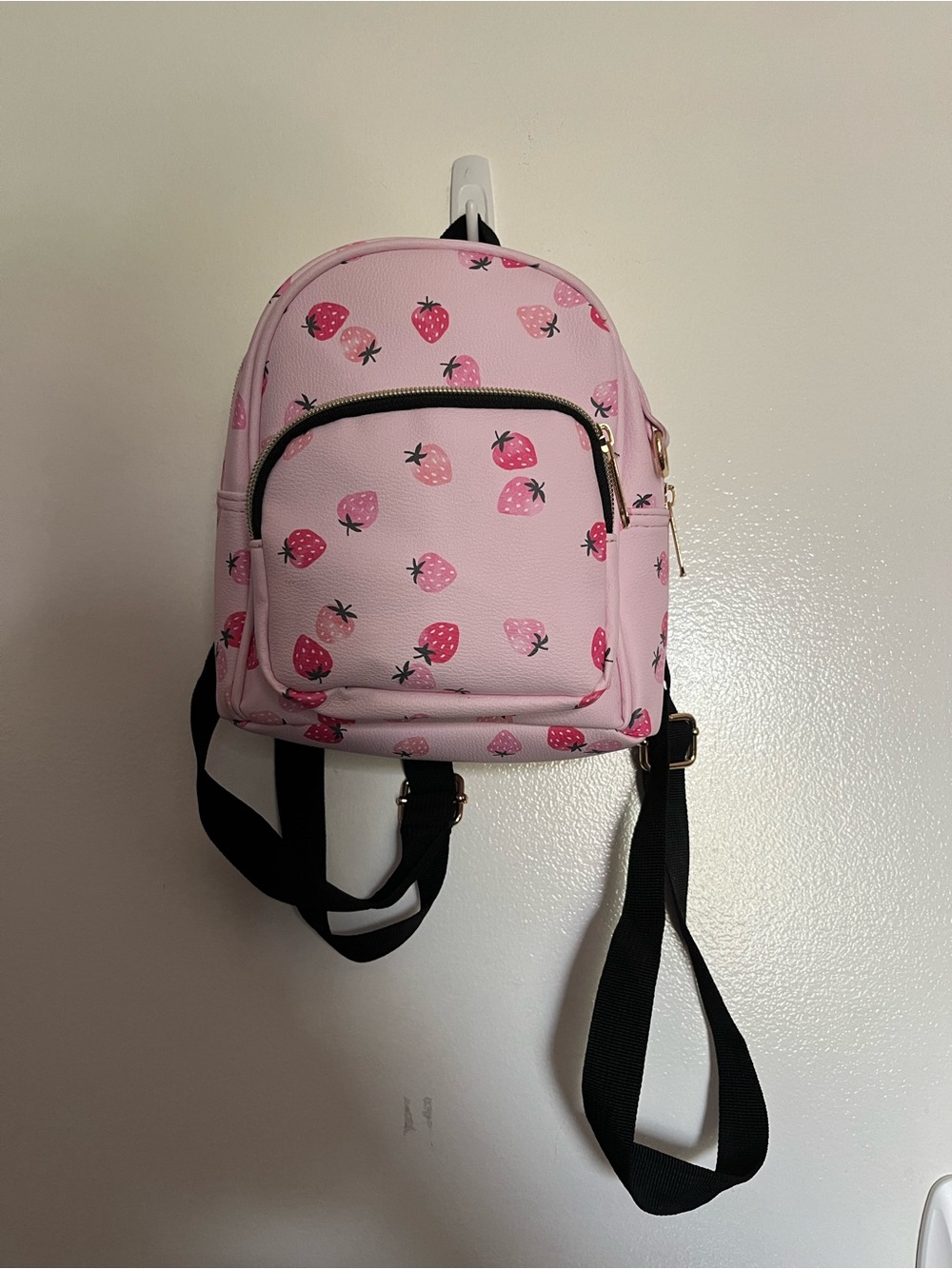 Pink Strawberry Print Mini Backpack